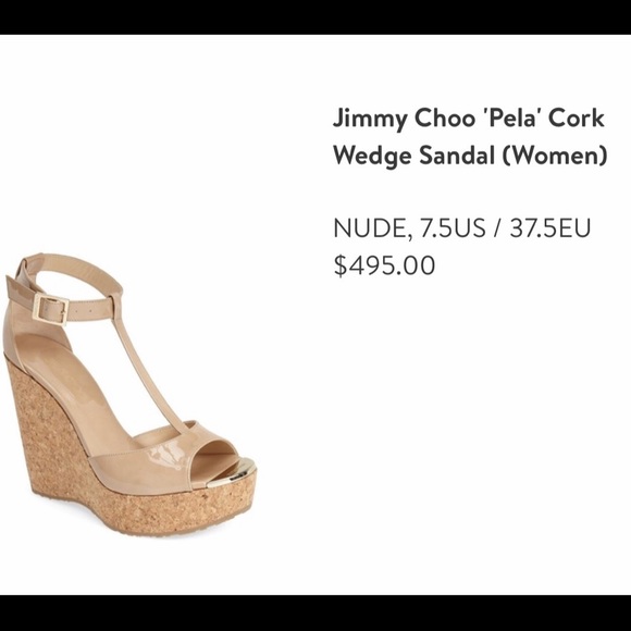 SOLD****Jimmy Choo Pela Cork Wedge Nude T strap - Picture 1 of 8