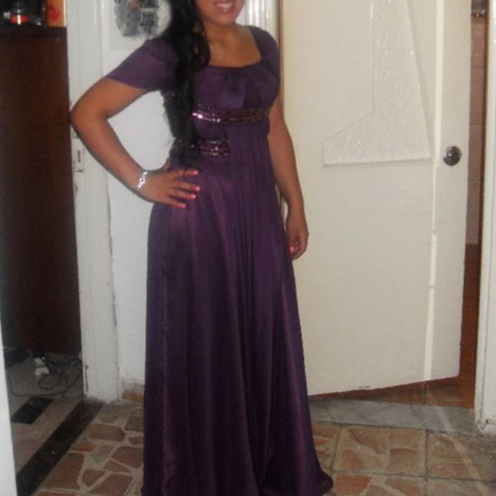 Short sleeve embellished gown