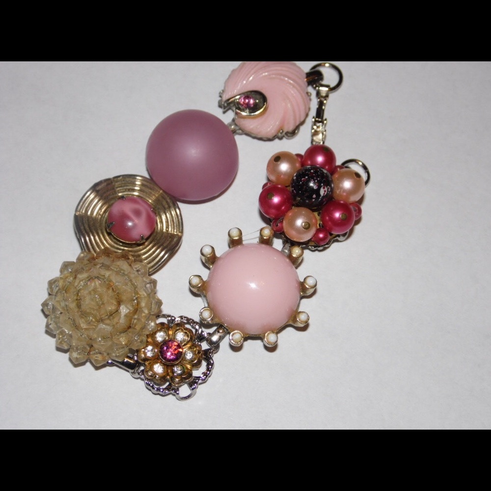 Vintage Earring Bracelet/Shades of Pink & Sparkle