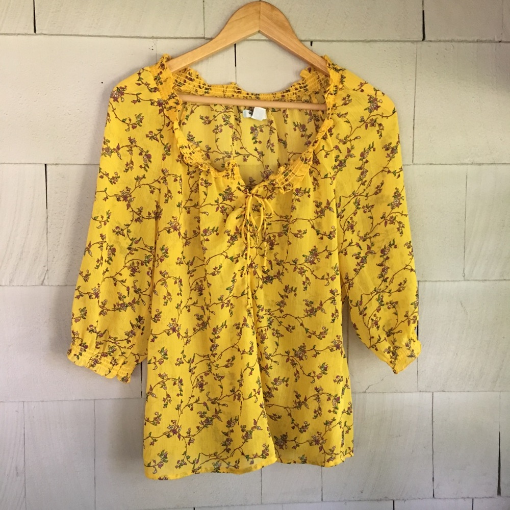 Yellow floral boho top