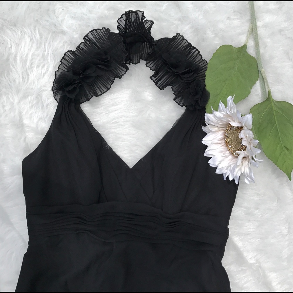 Bridesmaid Halter Dress with Floral Detail