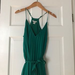 Green Chiffon Tie Waist Dress