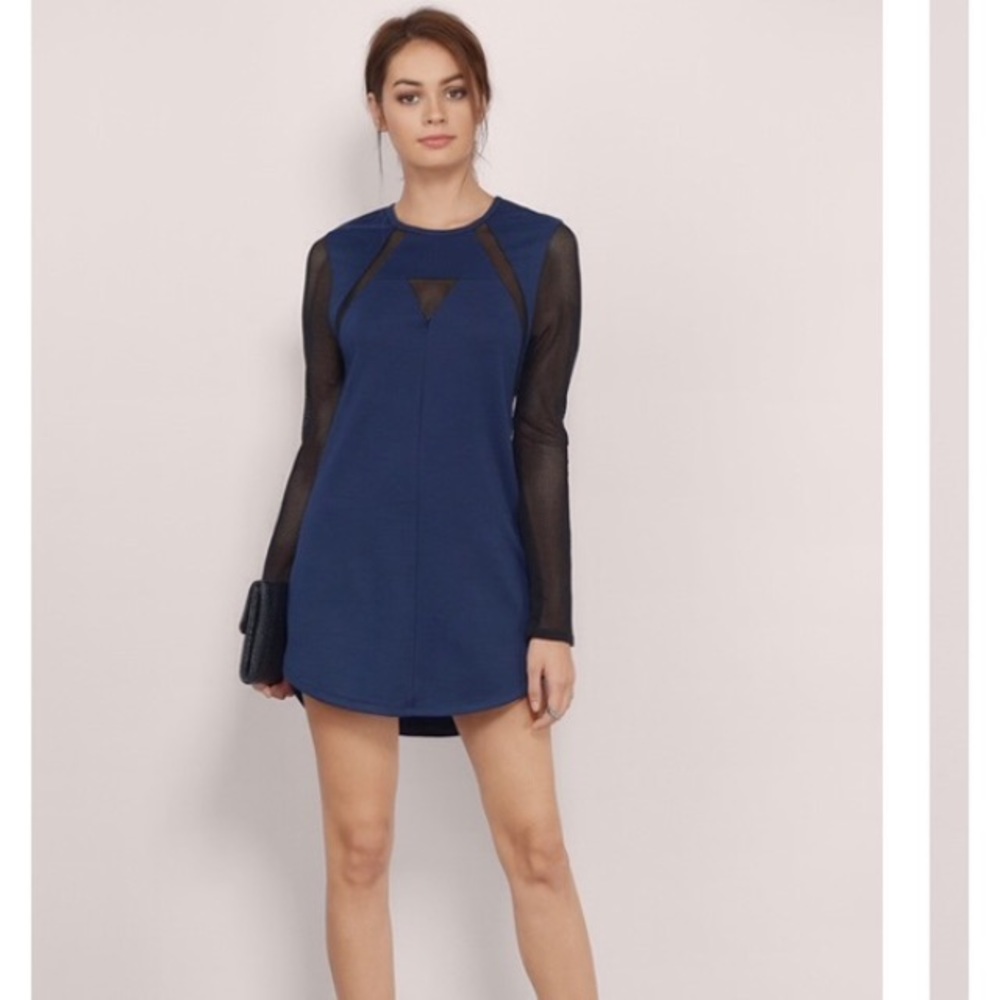 Tobi black and blue midi Mesh Dress