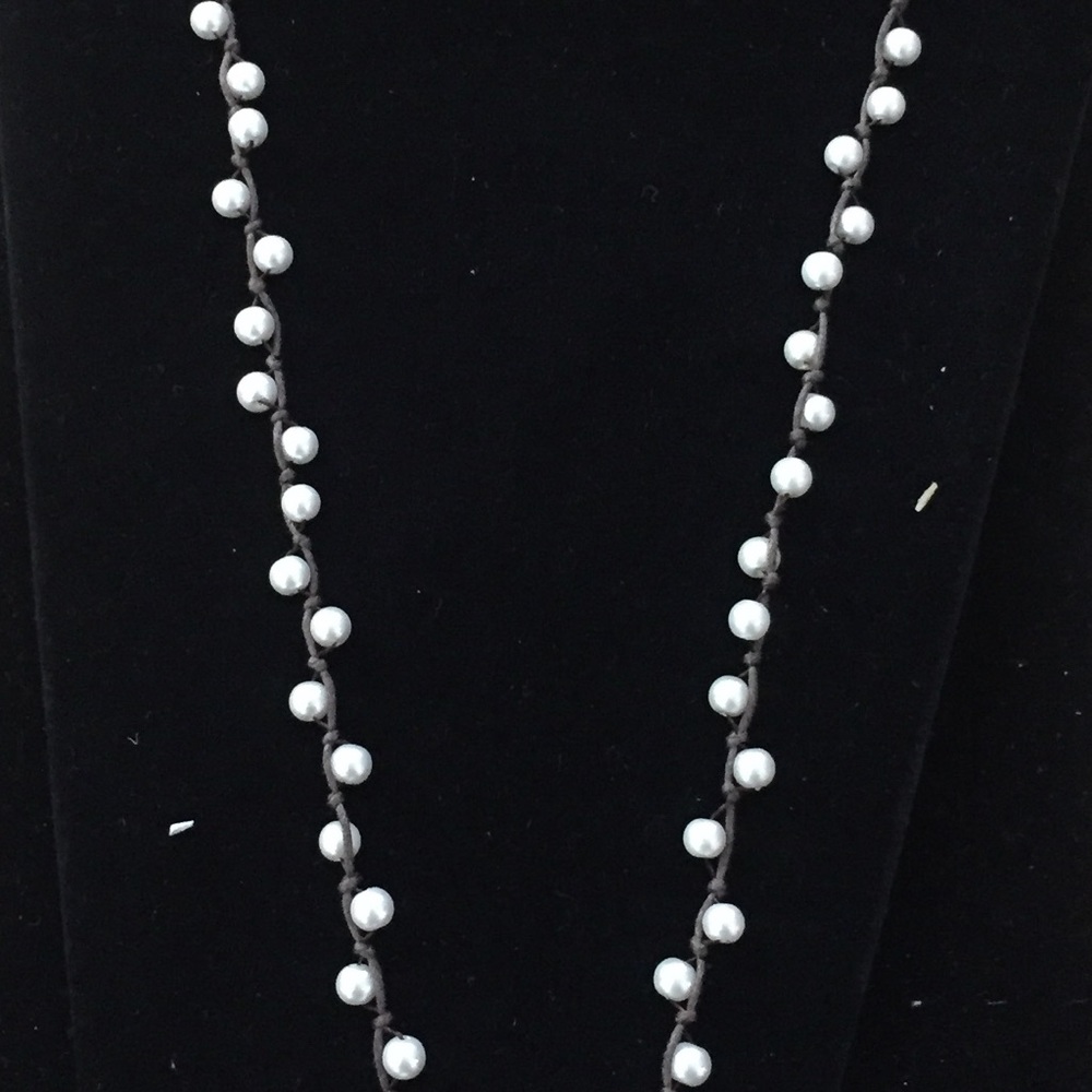 Woven Pearl Long Necklace by Robert Rose for Inc