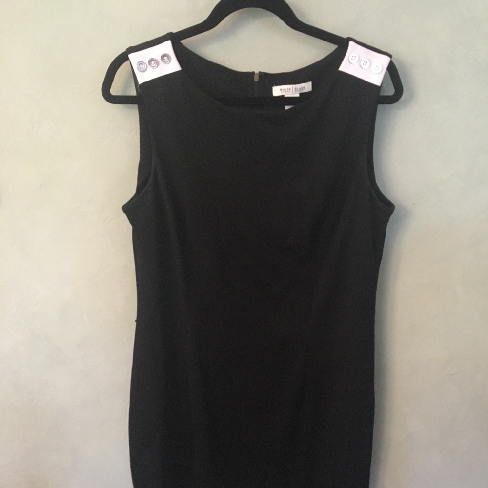 Black Sleeveless Dress with White Embellishments