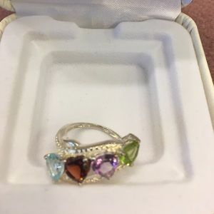 Multi-gemstone 925 Sterling Silver Ring