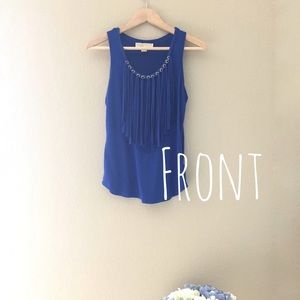 Michael Kors Dressy Tank (Fringes + Gold Detail)