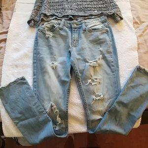 JET by John Eshaya Distressed Denim In Light Wash