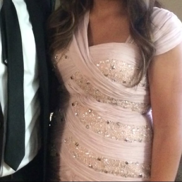 Lara short sleeve pink embellished gown - Picture 4 of 4