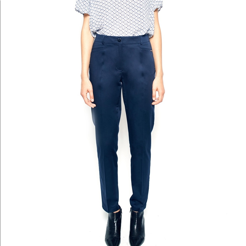 Navy Cotton Straight-Leg Ponte Pant Plus
