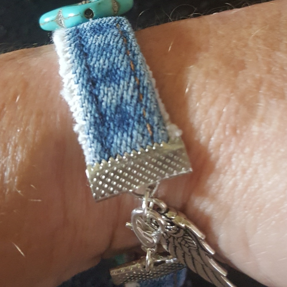 Handcrafted denim bracelet