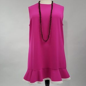 [Victoria Beckham] Hot Pink Twill Ruffle Dress 2X