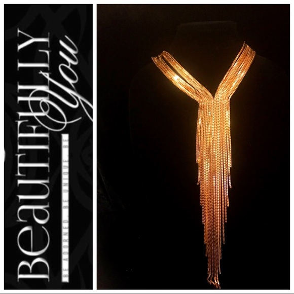 Gold Fringe Necklace Set - Picture 2 of 2