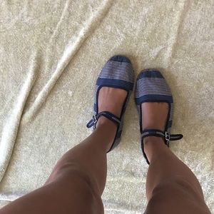 Urban Outfitters Mary Janes Blue and White Striped
