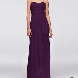 Davids Bridal Crinkle Chiffon Cascade Skirt Dress