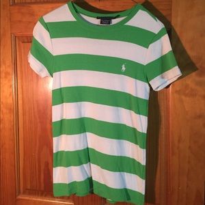 Ralph Lauren Green/White Striped Tee