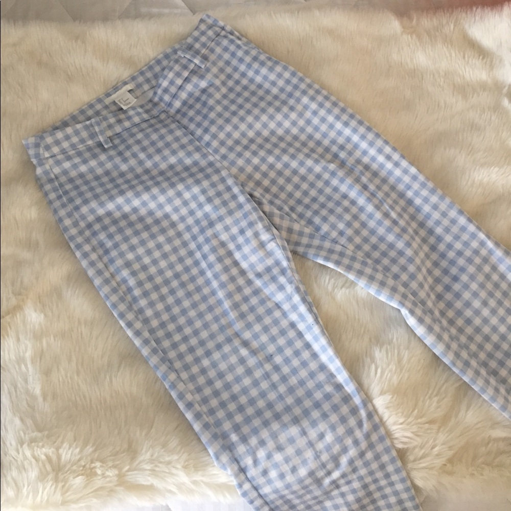H&M Checkered Blue and White Capris