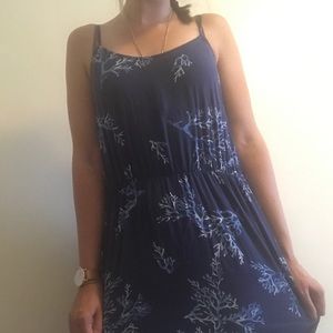 Old Navy Coral Pattern Blue Summer Dress