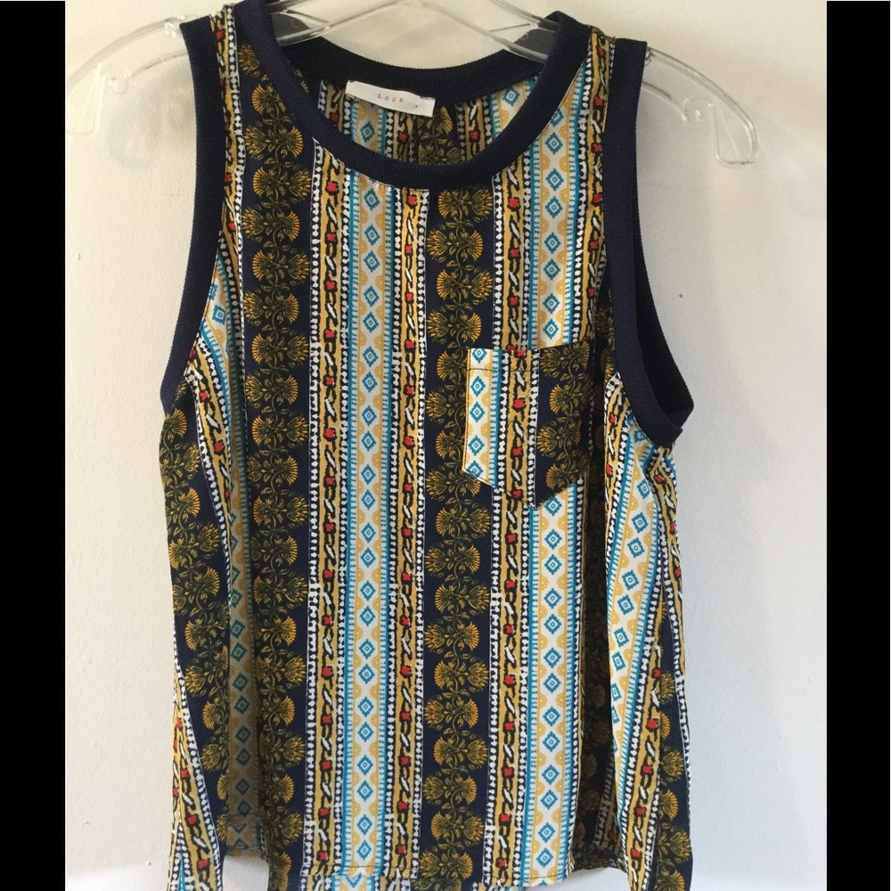 Sleeveless Shirt Top by Lush Multi-Color Sz XS