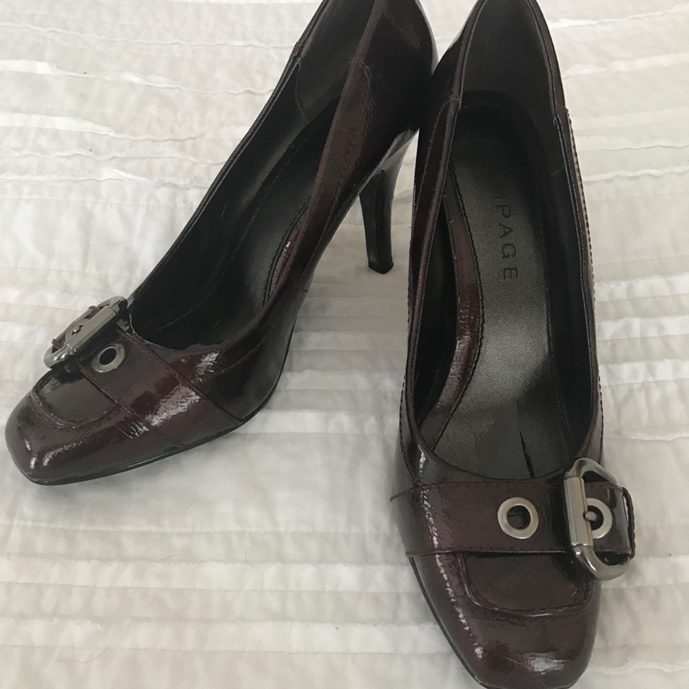 Red Burgundy Patent Buckle Rampage Heels