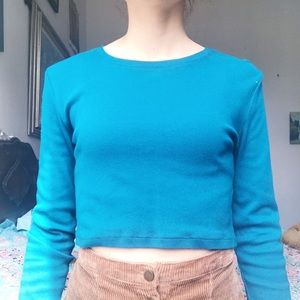 F21 Aquamarine blue crop top
