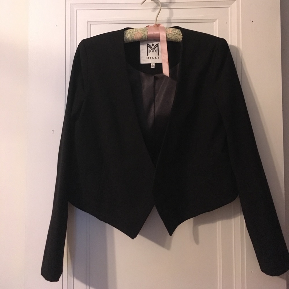 Milly cropped black blazer sz 2