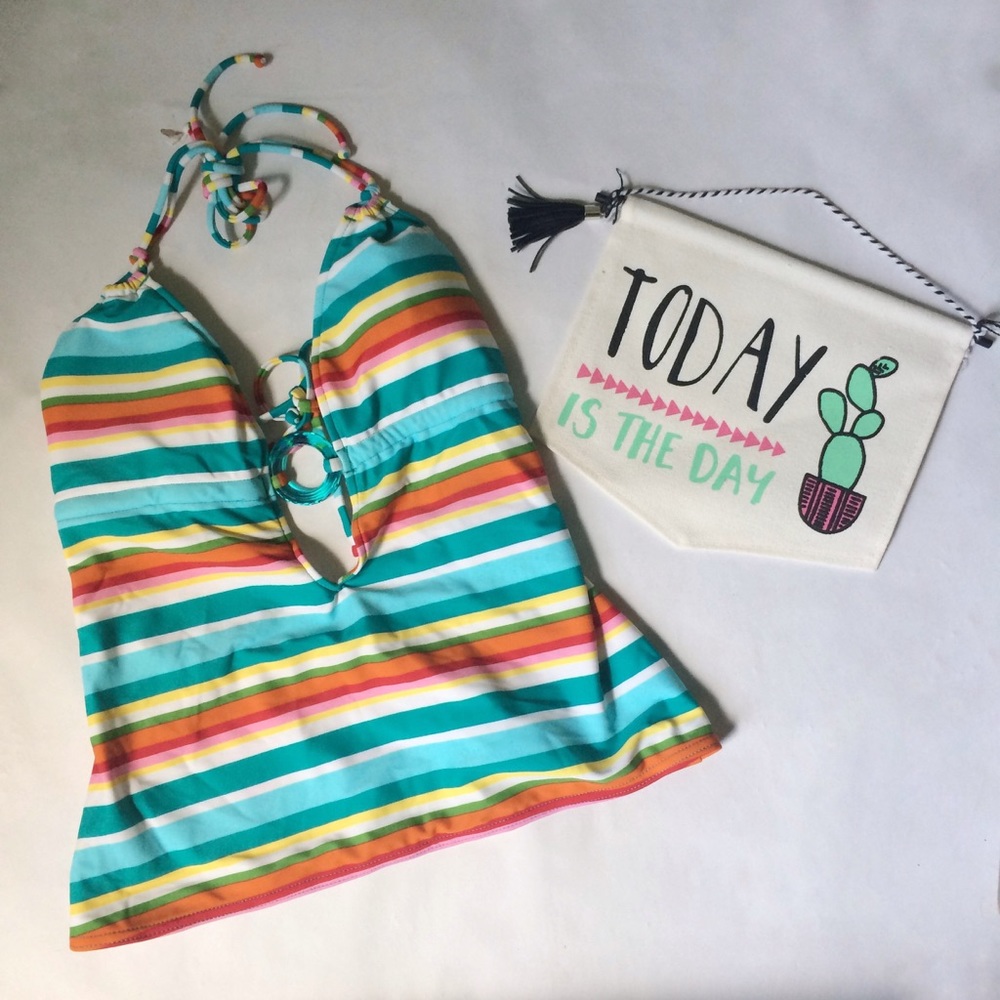Multi-color striped swimsuit top NWT