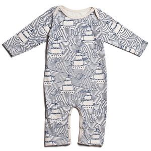 3-6 month LONG-SLEEVE ROMPER - HIGH SEAS NAVY