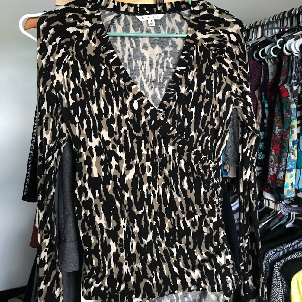 Cabi leopard print top. Long sleeve. Size Small
