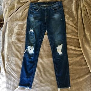 J Brand Destroyed Crop Blue Jeans