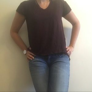 Mossimo Maroon V-Neck Tee