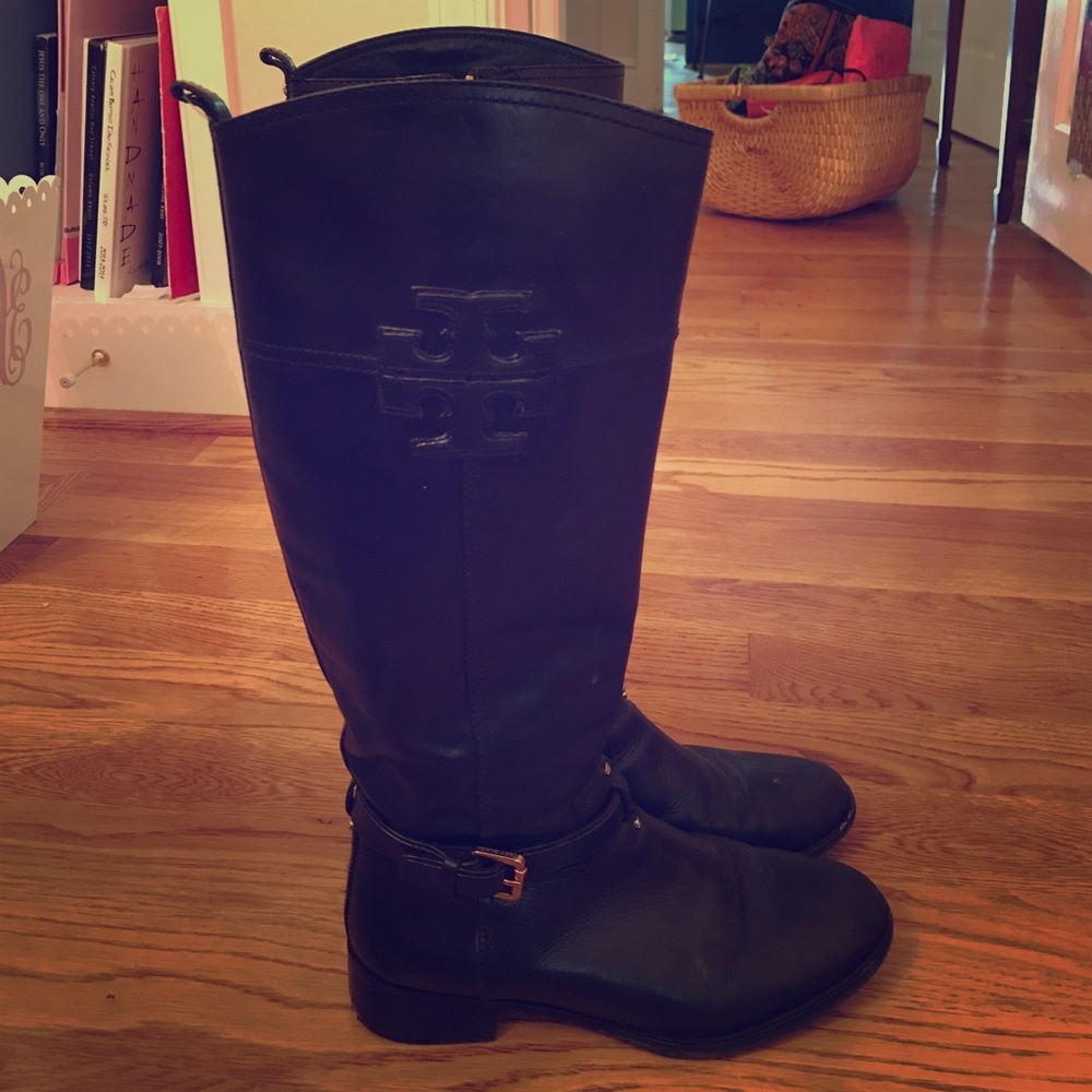 Black Leather Tory Burch boots