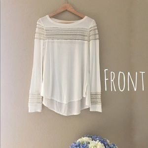 Free People White Top with Lace Details (New)