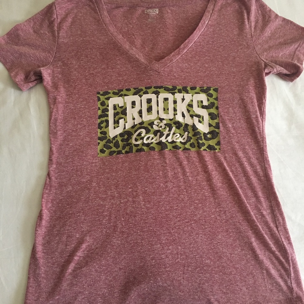 Crooks & Castles Pink/Leopard Tee XS