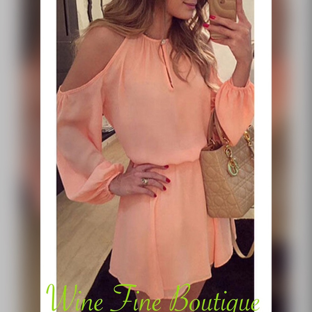 ❤️Open Shoulder Chiffon Dress