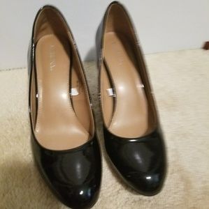 Black patent pumps