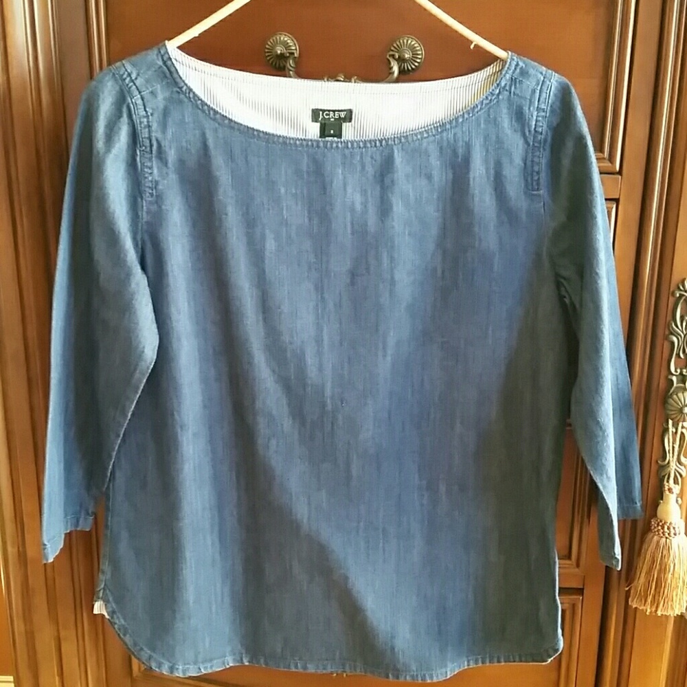 J Crew Denim Tunic 3/4 sleeves sz 2, style 85555
