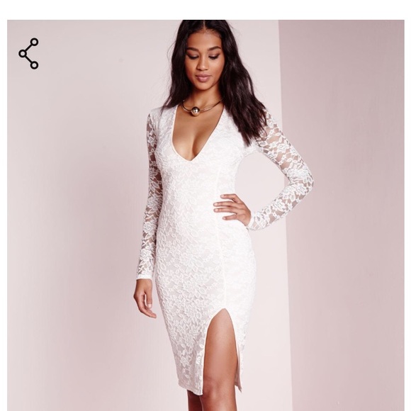 White Lace Midi Dress - Picture 4 of 8