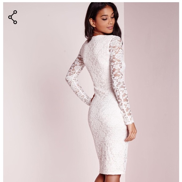 White Lace Midi Dress - Picture 5 of 8