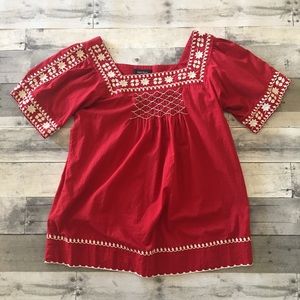 Karen Kane Embroidered Red and White Shirt - Large