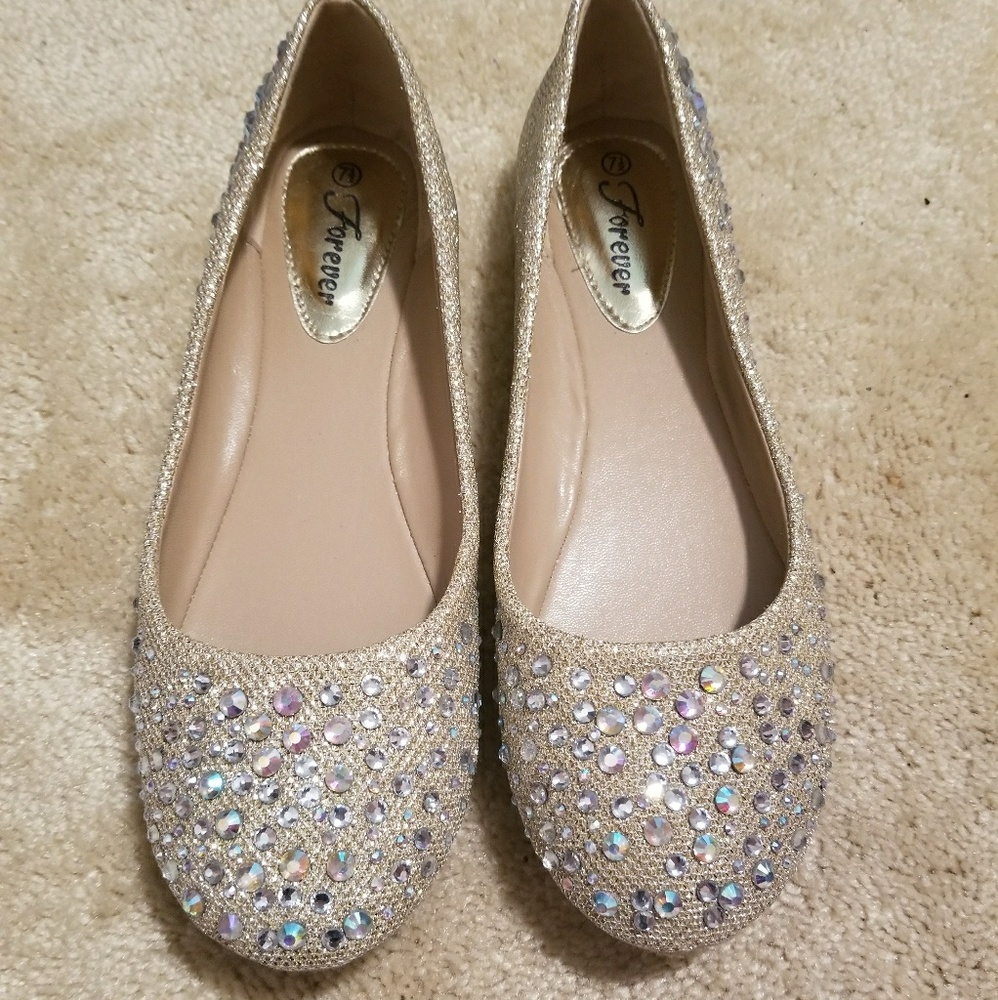 Forever rhinestone gold flats