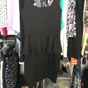 Black cotton peplum dress