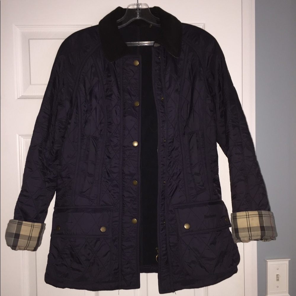 women's navy quilted barbour coat