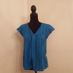 Tie Neck Blue Banana Republic Blouse