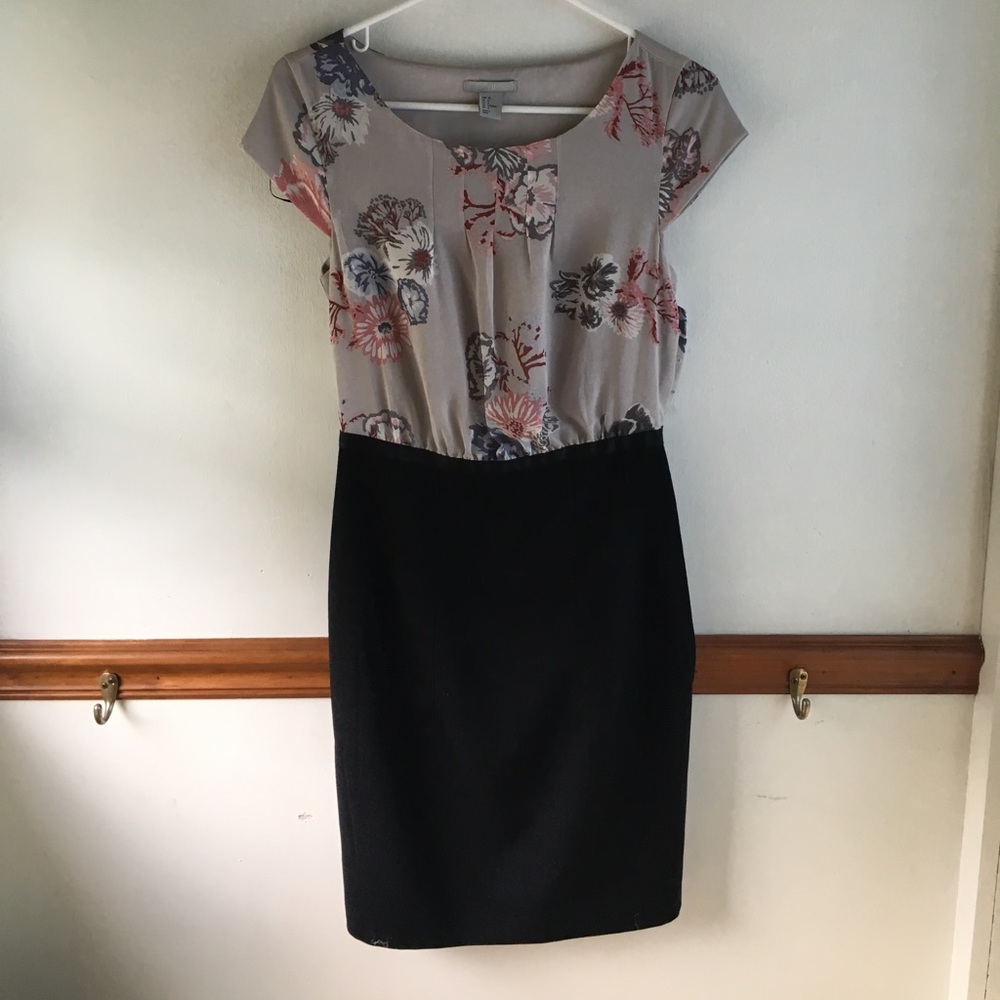 H&M grey floral dress pencil skirt size 6