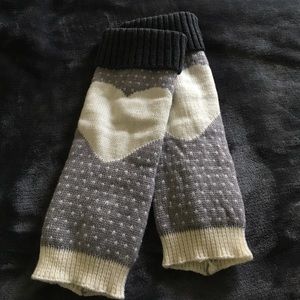 Grey and white leg warmers