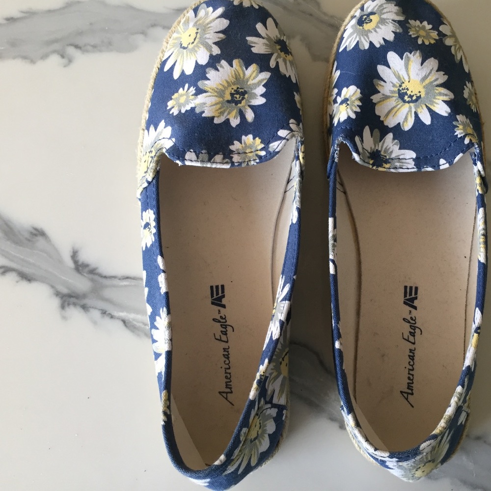 American Eagle Daisy Slide-On Shoes (Worn Once)