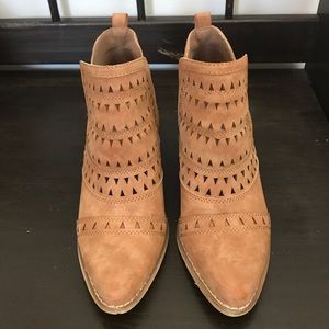 Faux leather laser cut booties