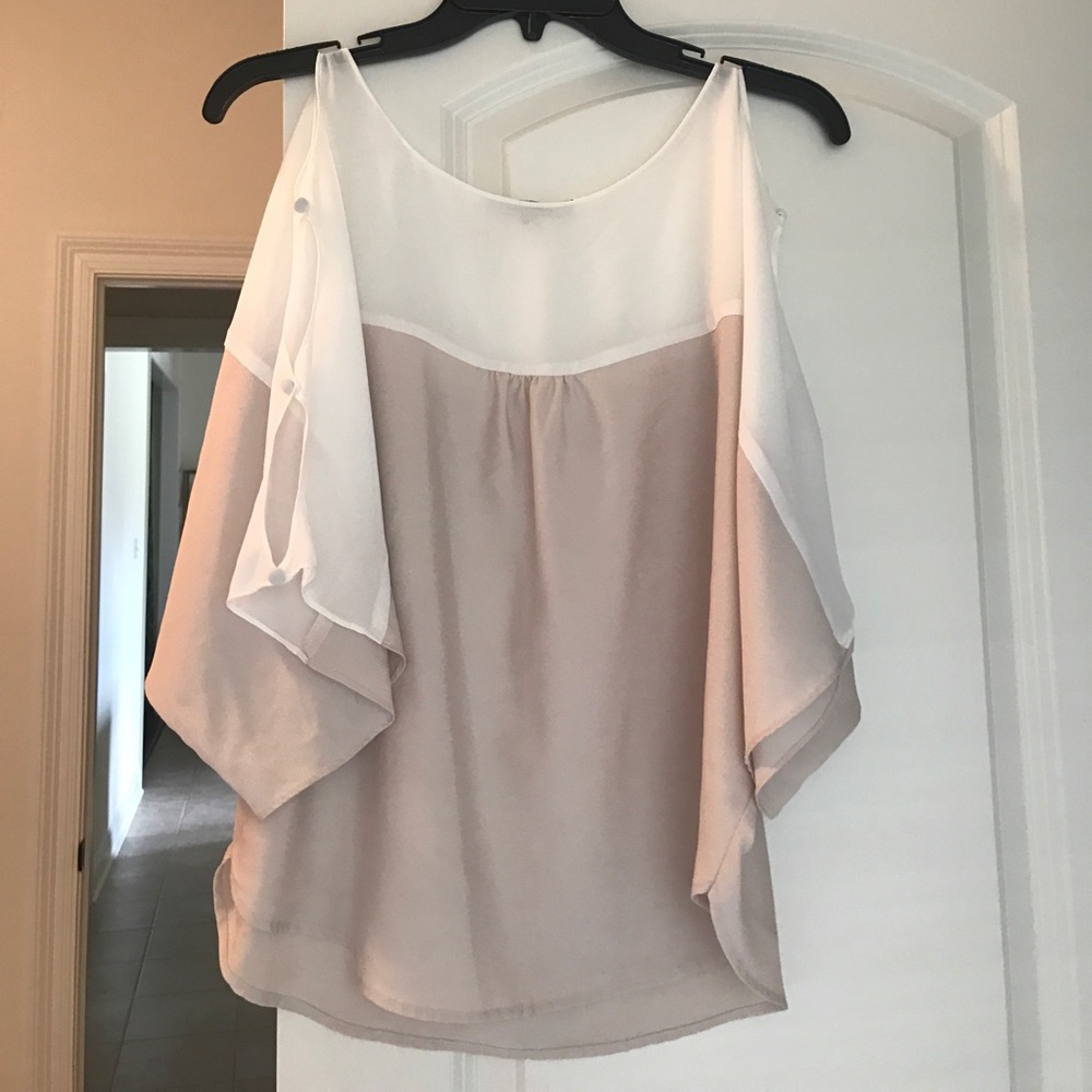 Naked Zebra two toned cold shoulder blouse