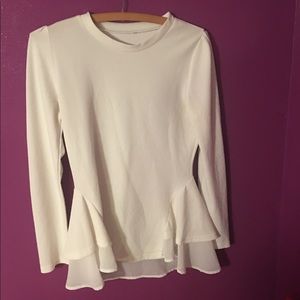 Cinched waist white blouse